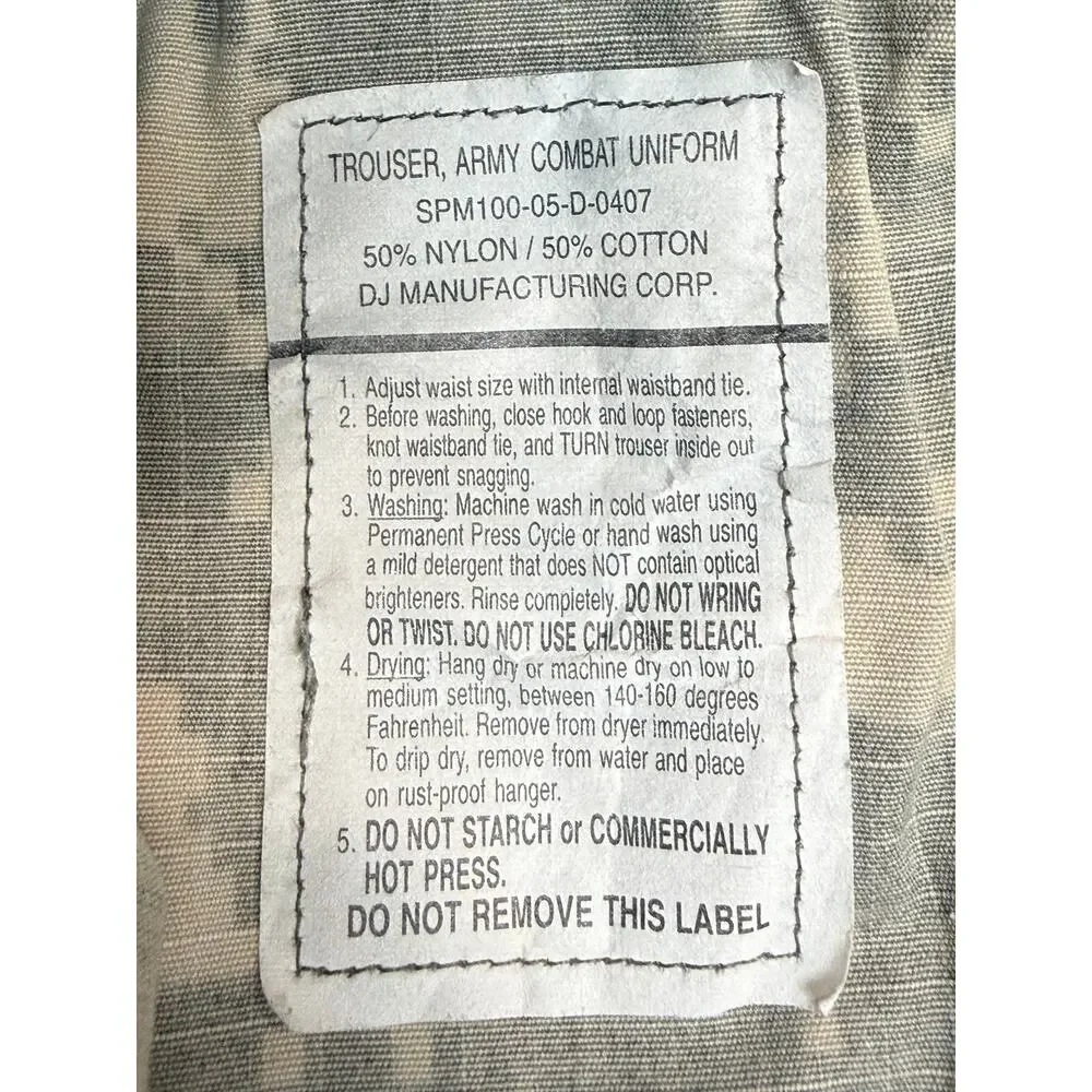 US Army ACU UCP Digital Camo Cargo Pants Medium X-Long Military Combat Gorpcore